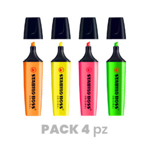 evidenziatori Stabilo Boss - pack da 4 pz colori neon